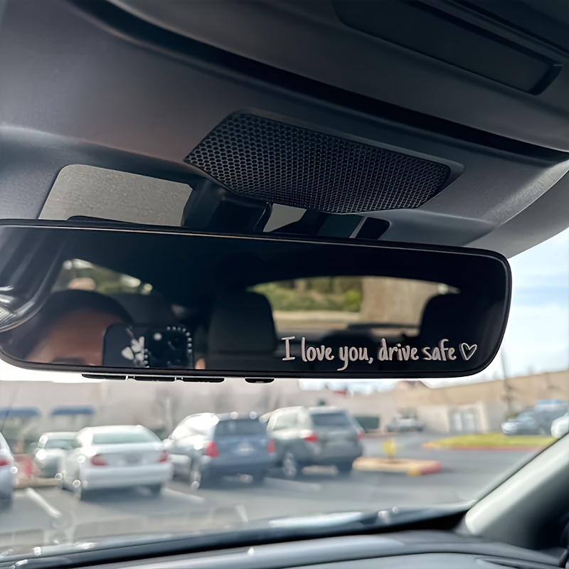 1pc I Love You Drive Safe Mirror Decal, Rearview Mirror Car Decals For Women, Vinyl Decal