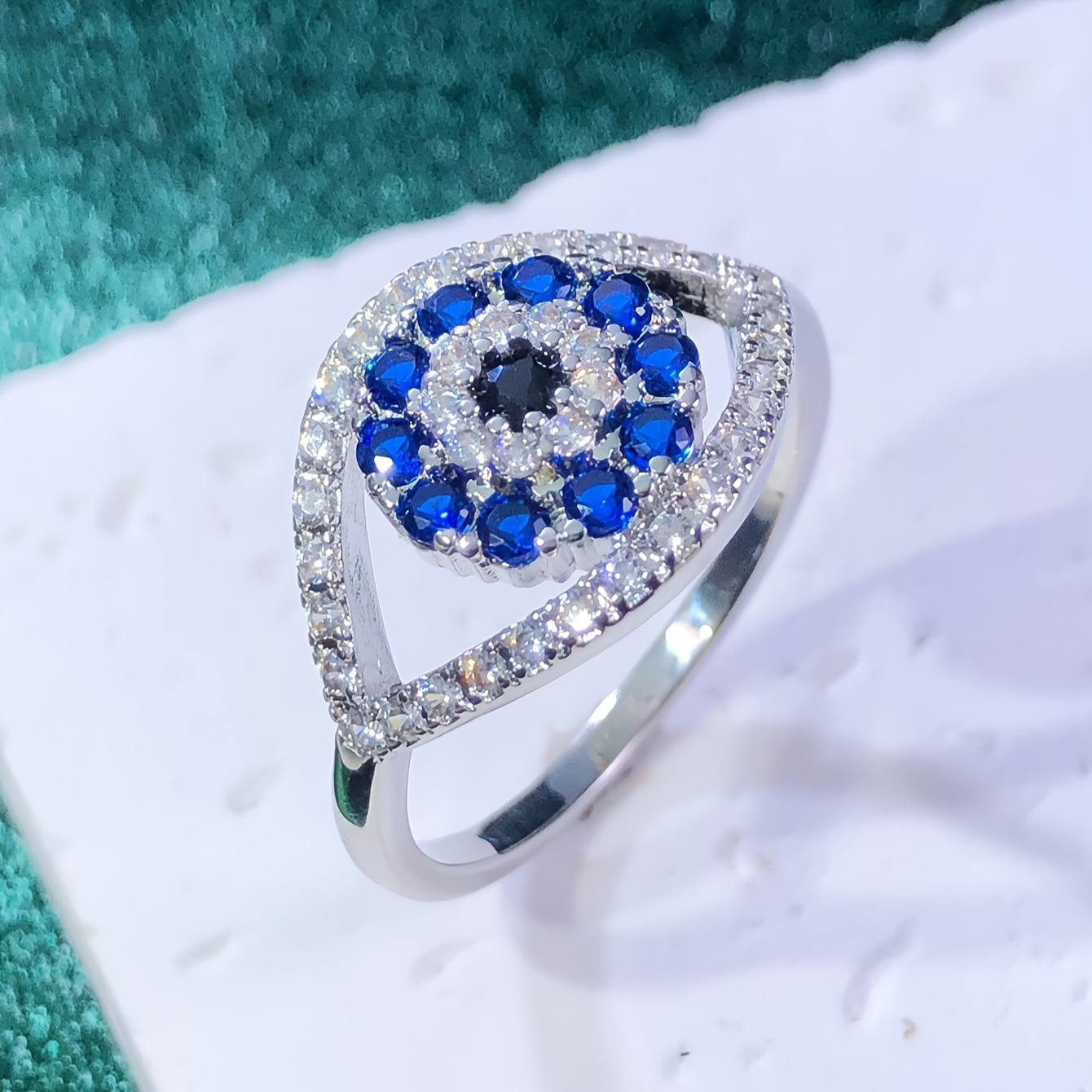 anillo circonita cúbica diseño ojo elegante exquisito Temu Peru