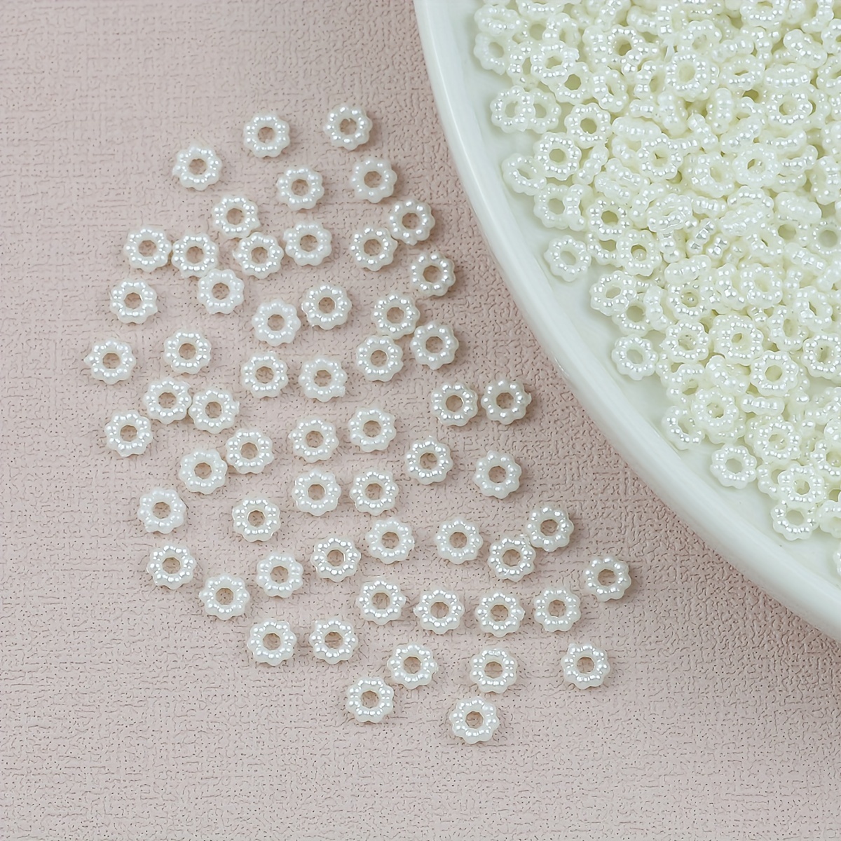 Image of 500pcs 6mm Snowflake Resin Spacer For Handmade Diy Bracelets, Necklaces, Earrings, Nail Art, Hair Clips, Hair Clips, Patches, Phone Cases, Diy Handmade Jewelry Accessories Materials