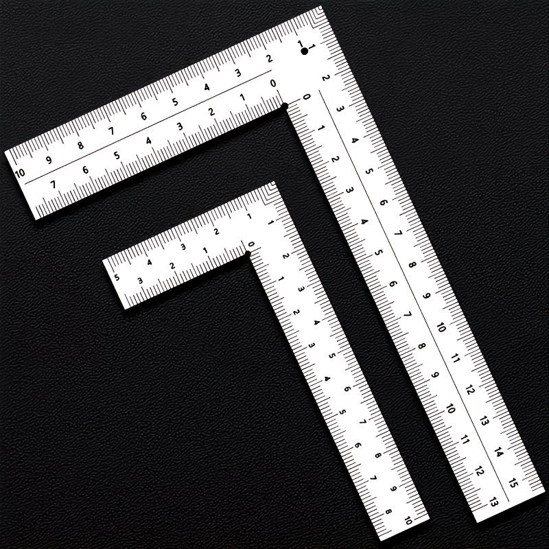 TEMU 1 Set Of Mini Acrylic L-shaped Square Rulers, 102x52mm/157x102mm Precision Right-angle Rulers, Small Double-sided Metric Scale L-shaped Angle