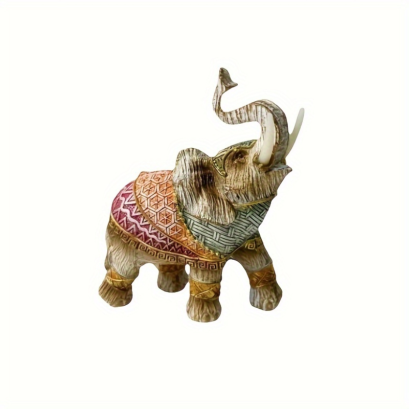 Image of 1pc, Exquisite European Style Elephant Statue, Handmade Resin Home Decor, Unique Shape Of Fortune Ornaments, Ideal Gift For Holiday Parties