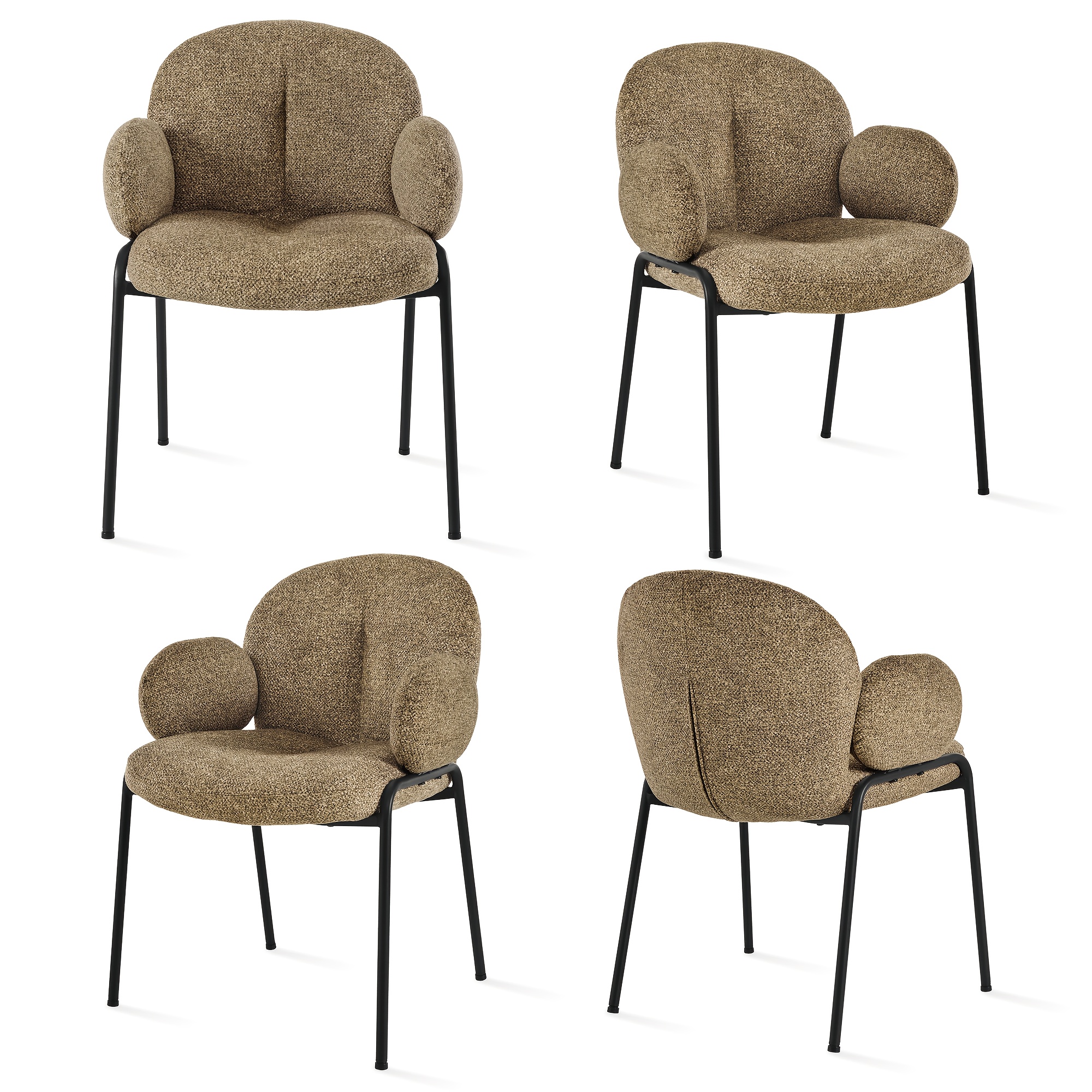 Modern Cloud Dining Chair Set Of 2/4/6, Upholstered Accent Armchair With Ergonomic Curved Back, Sturdy Metal Legs & Adjustable Feet For Dining Room, Kitchen, Living Room