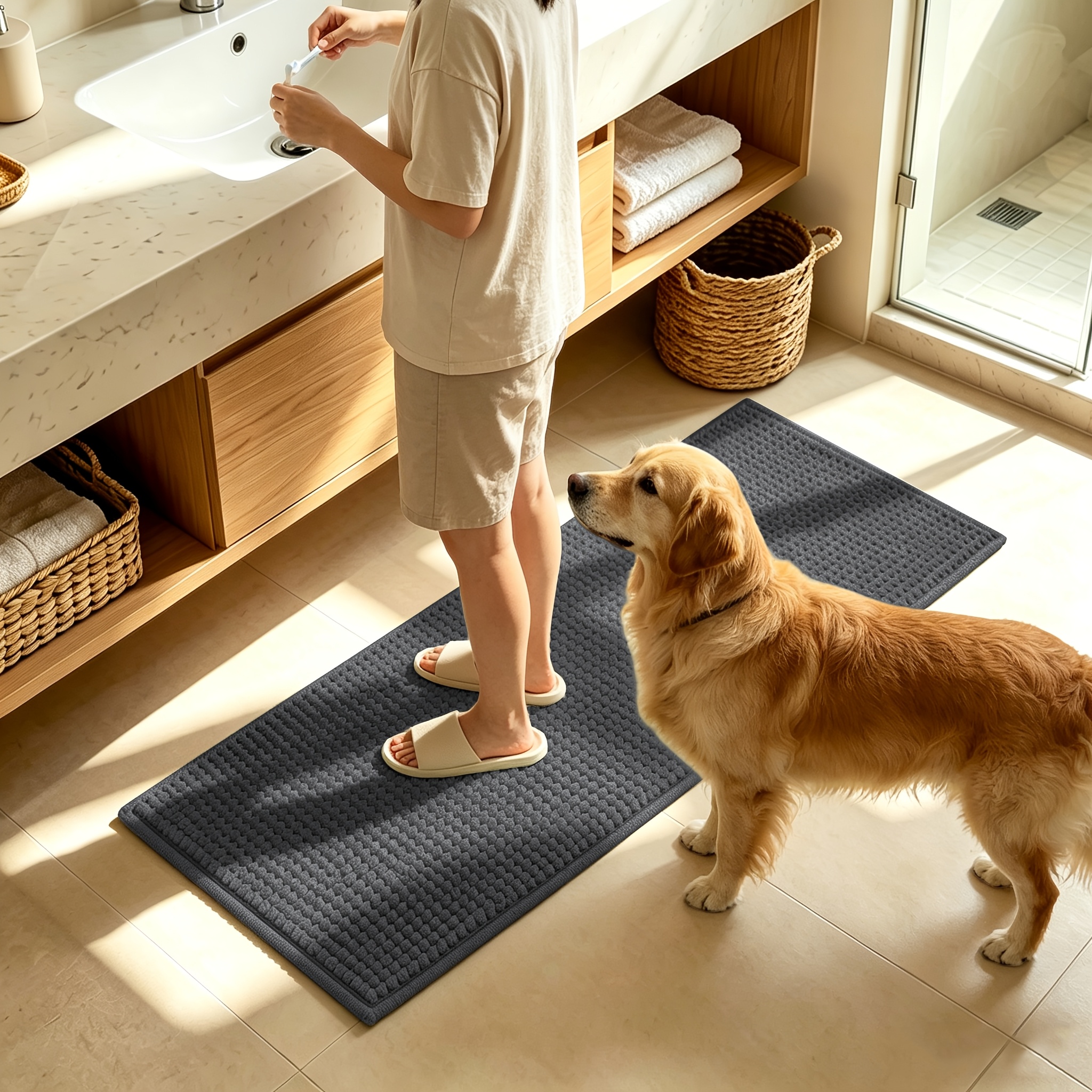 Ultra Absorbent Quick-Dry Chenille Bath Mat