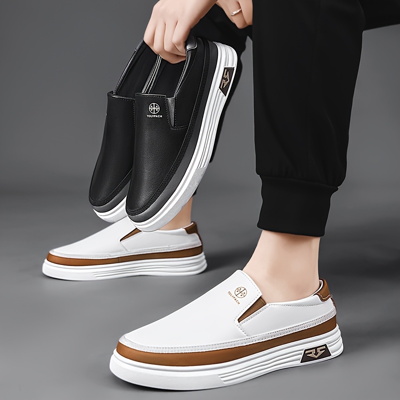 FOWT Black/White Men Stylish Round Toe Slip On Comfortable Comfy Low Heel Loafer Men main image 2