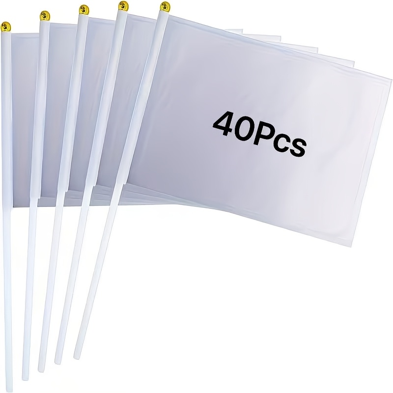 TEMU Mini drapeaux portatifs personnalisés avec poteaux, logo et motif personnalisés, 40 pièces pour jardin, défilés automobiles, cérémonies