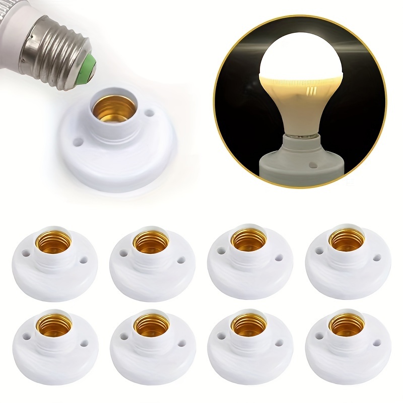 

4-pack E27 Standard Light Bulb Screw Cap Socket Base, Ceiling Mount Hardwired Lamp Holder Adapter, 85v-265v Operating Voltage - No Battery Required