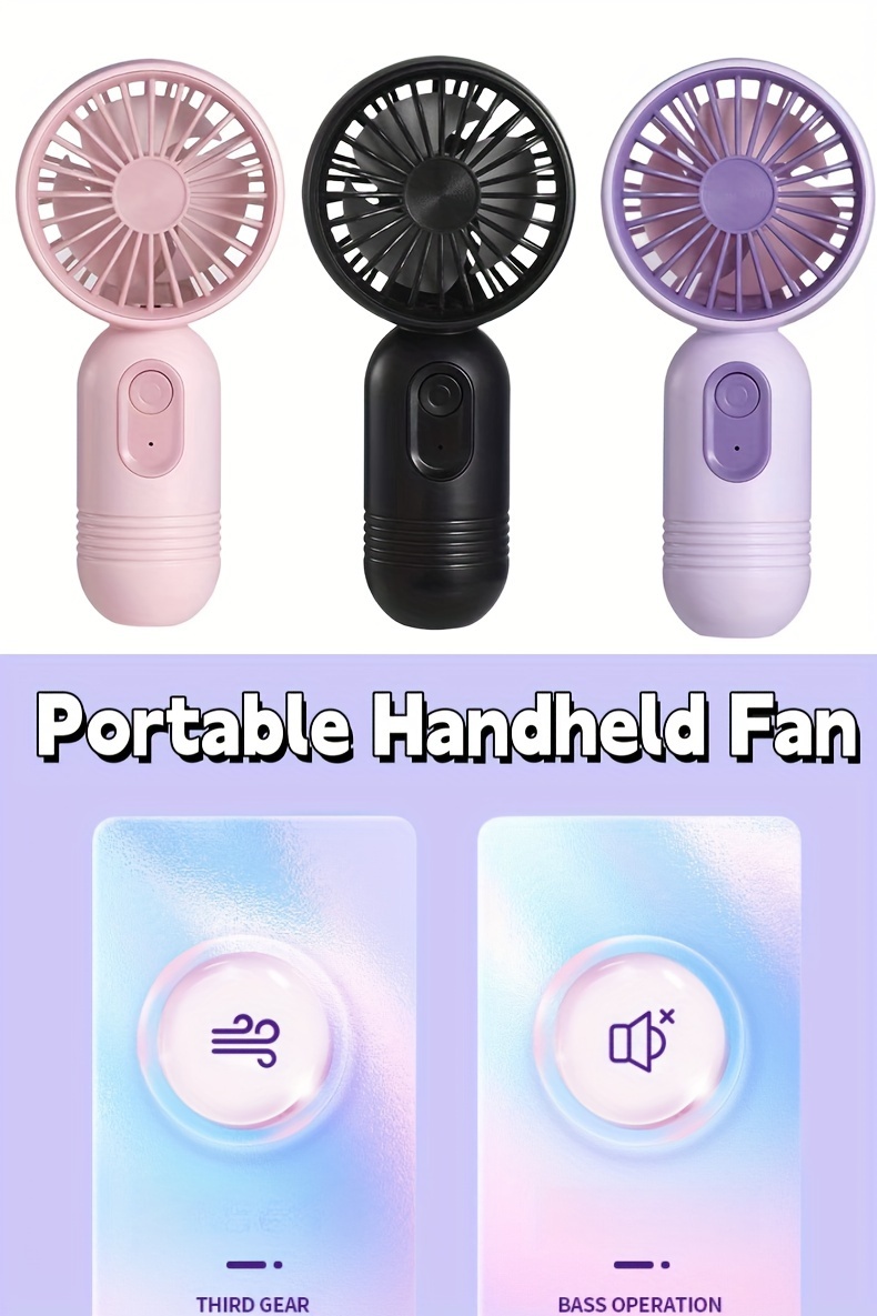 1pc mini portable fan usb rechargeable with 3   handheld fan for women desktop fan for hot weather suitable for office outdoor travel and camping details 0