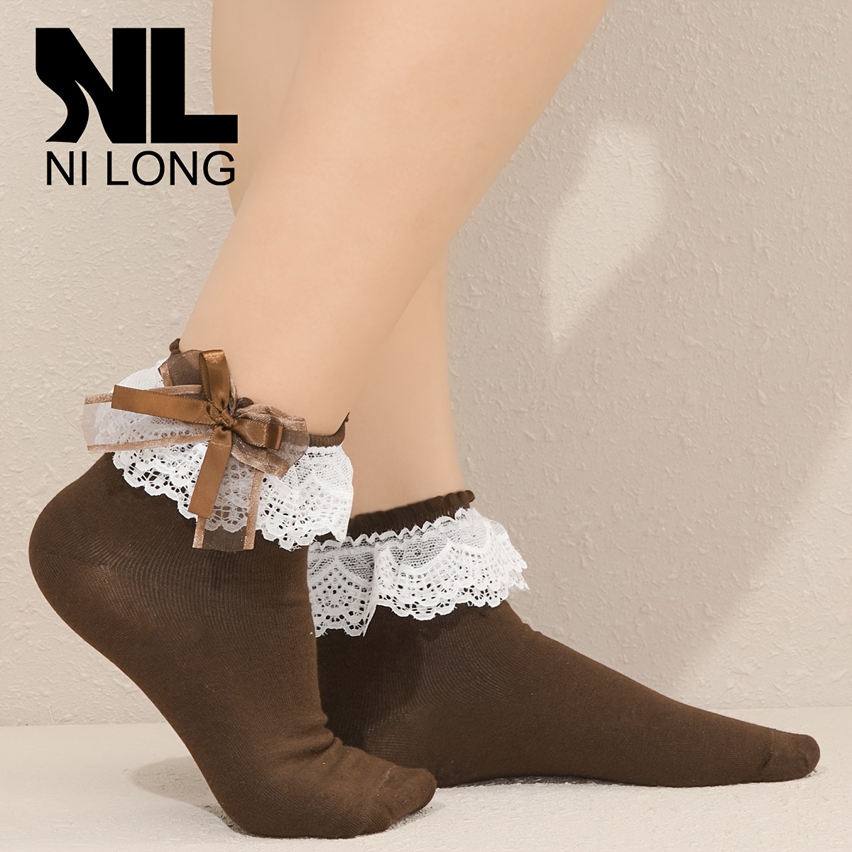 Image of Ladies' Ankle Socks With Lace Ruffles, Comfortable Princess-style Lace Stockings
