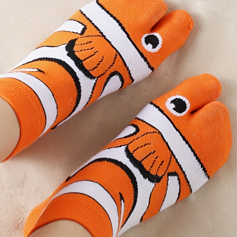 pair funny cartoon fish pattern split toe socks men women Temu