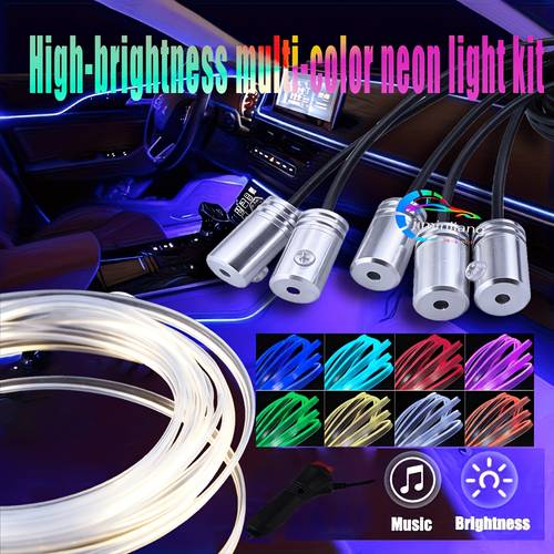 new led interior car decorative lights 5 in 1 rgb multi led light strip it features a high brightness neon light kit and is to a 12v via a car does not contain batteries without battery