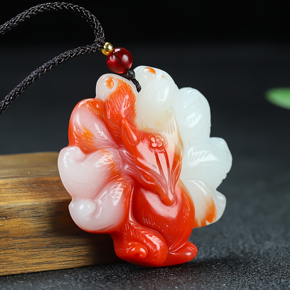TEMU Pendant Nine-tailed Fox Fairy Pendant In Red And White Colors