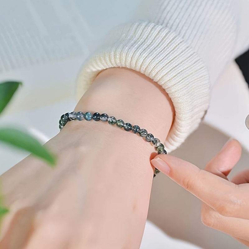E-shop Elegantes Stretch-Armband mit Moosachat-Perlen, Einfache Frische Grüne Handdekoration für Männer und Frauen, Täglich & Geschenkanlass,