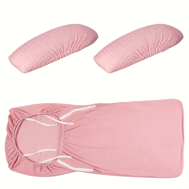 Image of ( Color Of The Binding Rope Is Random)3pcs Chair Cover Set Includes 1 Chair Cover And 2 Armrest Covers, Universal Rotating Chair Slipcover Protectors, Detachable Office Computer Chair Armrest Covers