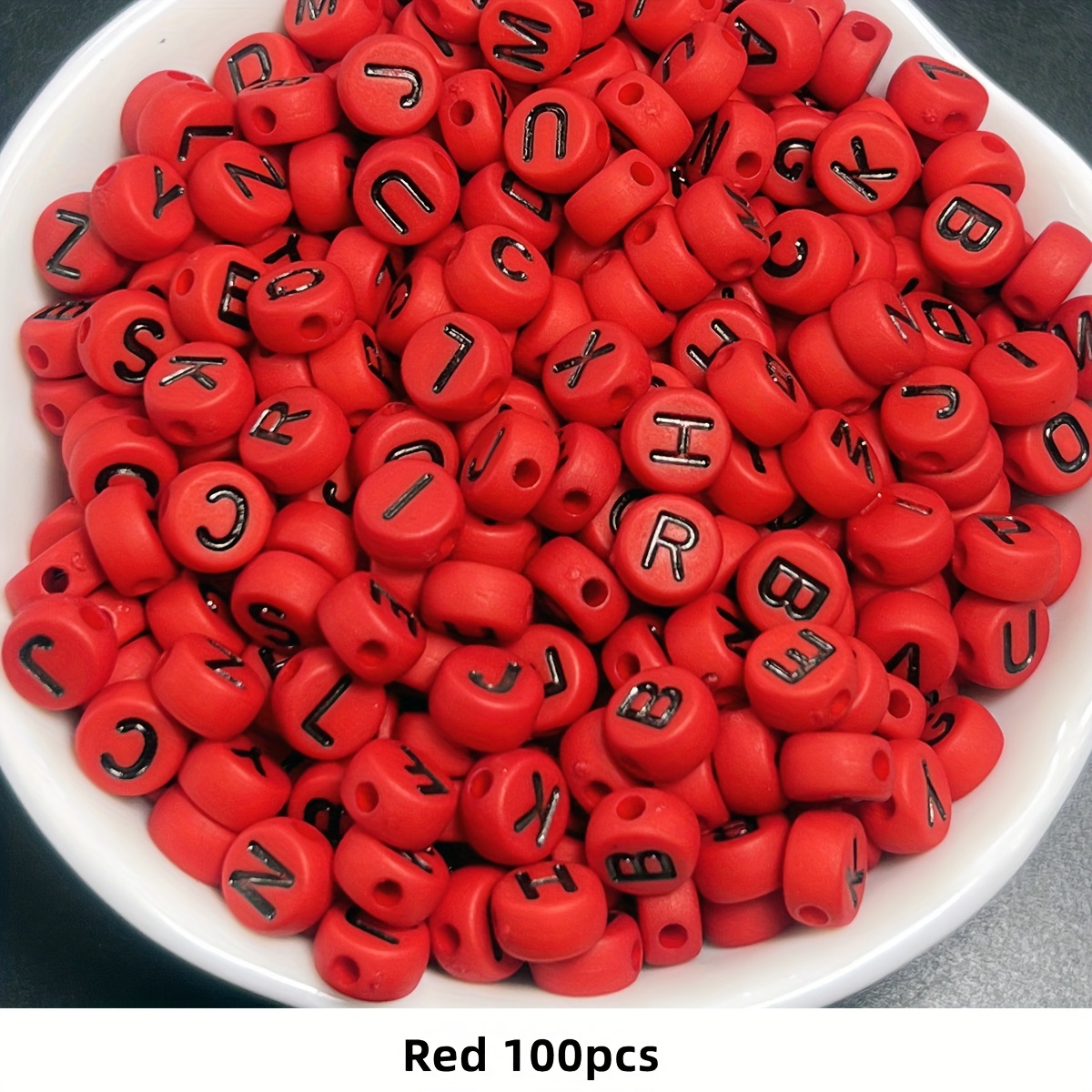 E-shop 500/100 Stk. 7mm Valentinstag Rote und Rosa Buchstabenperlen für Armbänder, Halsketten, Ringe und DIY Verschiedene Schöne Accessoires