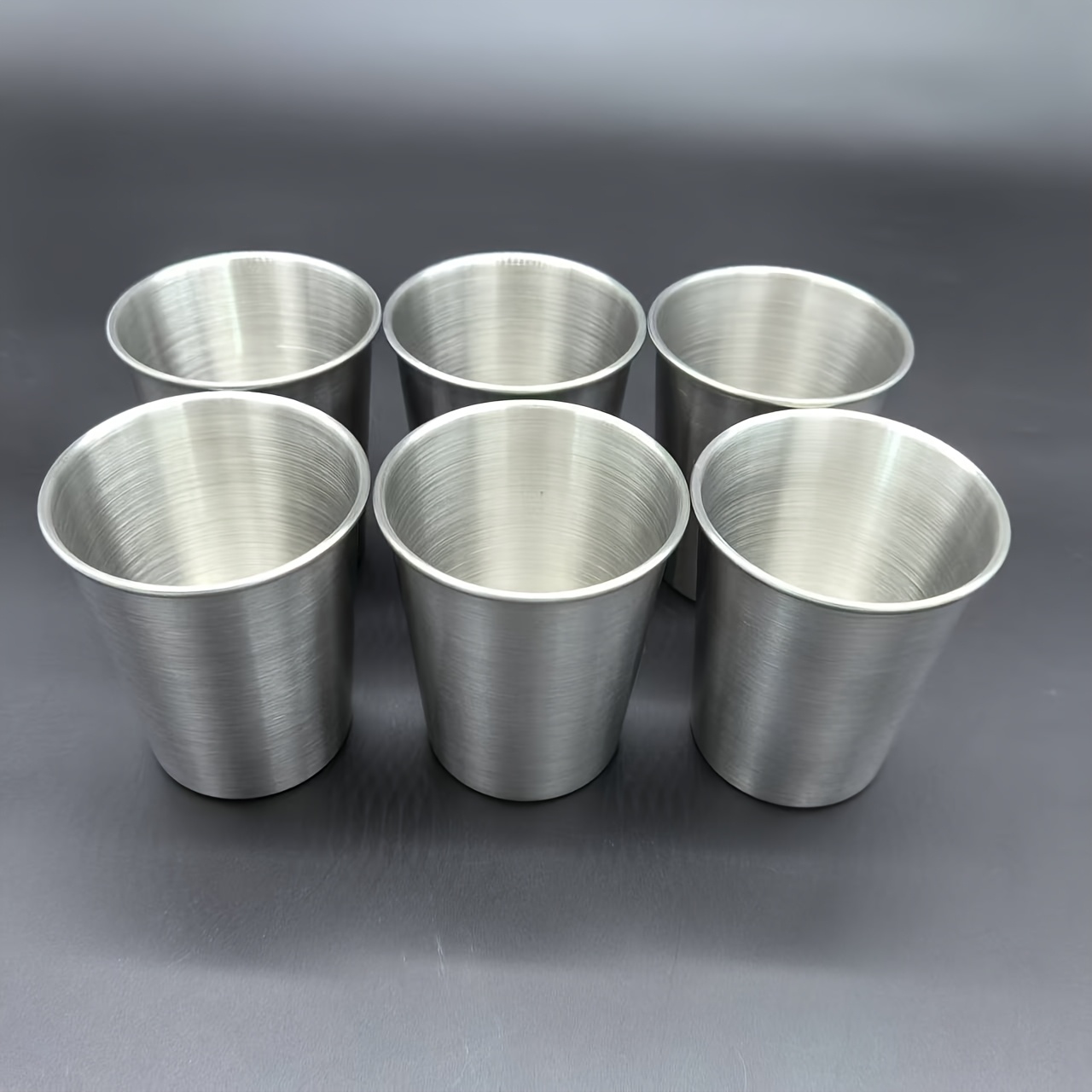 TEMU 6pcs Stainless Steel Cups - Unbreakable, Stackable Metal Pint Glasses For Home & Travel, Hand Wash Only, Durable & Reusable, Perfect For