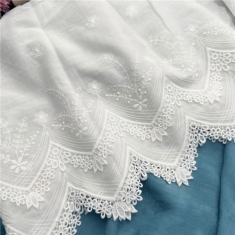 

1 Yard White Embroidered Double-row Lace Trim, Diy Sewing & Knitting Fabric Accessory For Clothing And Crafts