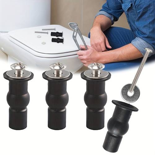 4pcs universal toilet seat hinge bolts kit stainless steel screws with expansion rubber nuts threaded inserts for connections hardware replacement set