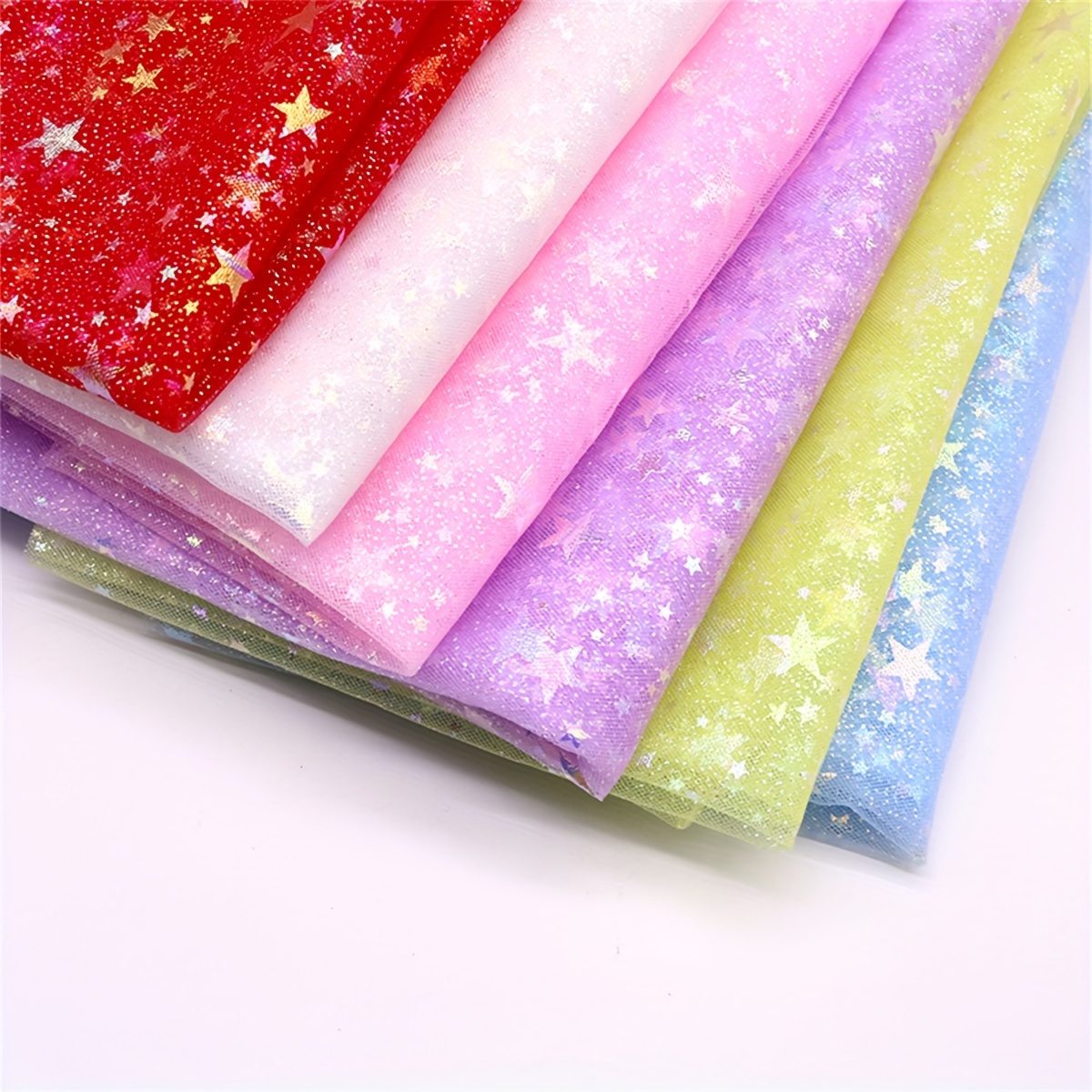 

1pc Glitter Star Printing Tulle Fabric 150cm*100cm For Summer Dress Princess Dress Handmade Diy Clothing Decoration Fabric