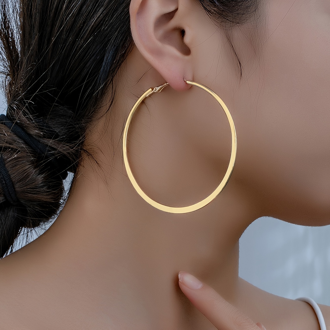 

Elegant & Hoop Earrings For Women - Glossy Iron , Stainless Steel Posts, Parties & Casual Attire