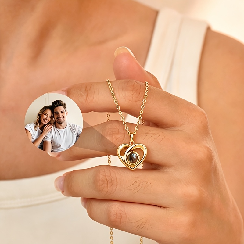Custom Photo Necklace with Heart Projection Pendant
