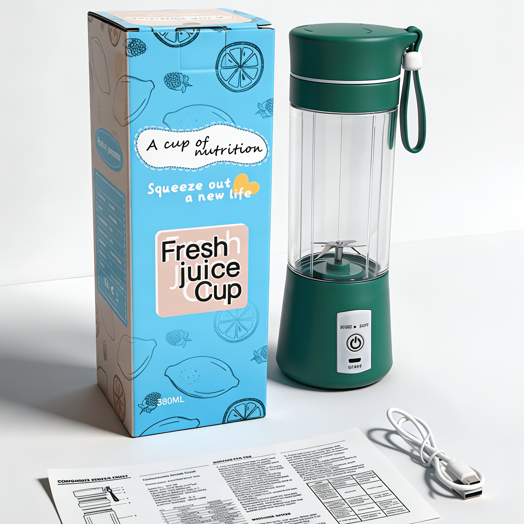 Portable Blender Juicer, Mini Blender with 6-Blade Design, Ideal for Making Milkshakes And Smoothies, Suitable for Travel, Fitness