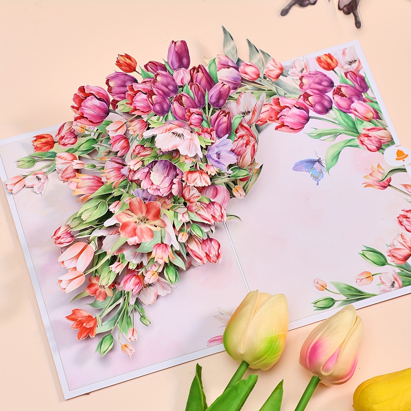 

3d Pop-up Tulip Bouquet Greeting Card - Perfect For Birthdays, Anniversaries, Thanksgiving & More - Ideal For Mom, Teacher, Grandma | Floral Design With Envelope