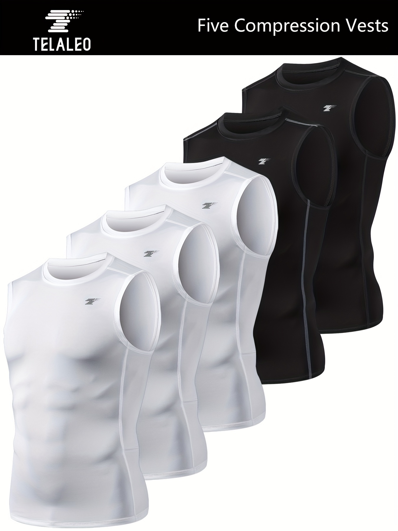  5 Pack Mens Athletic Compression Shirts Sleeveless