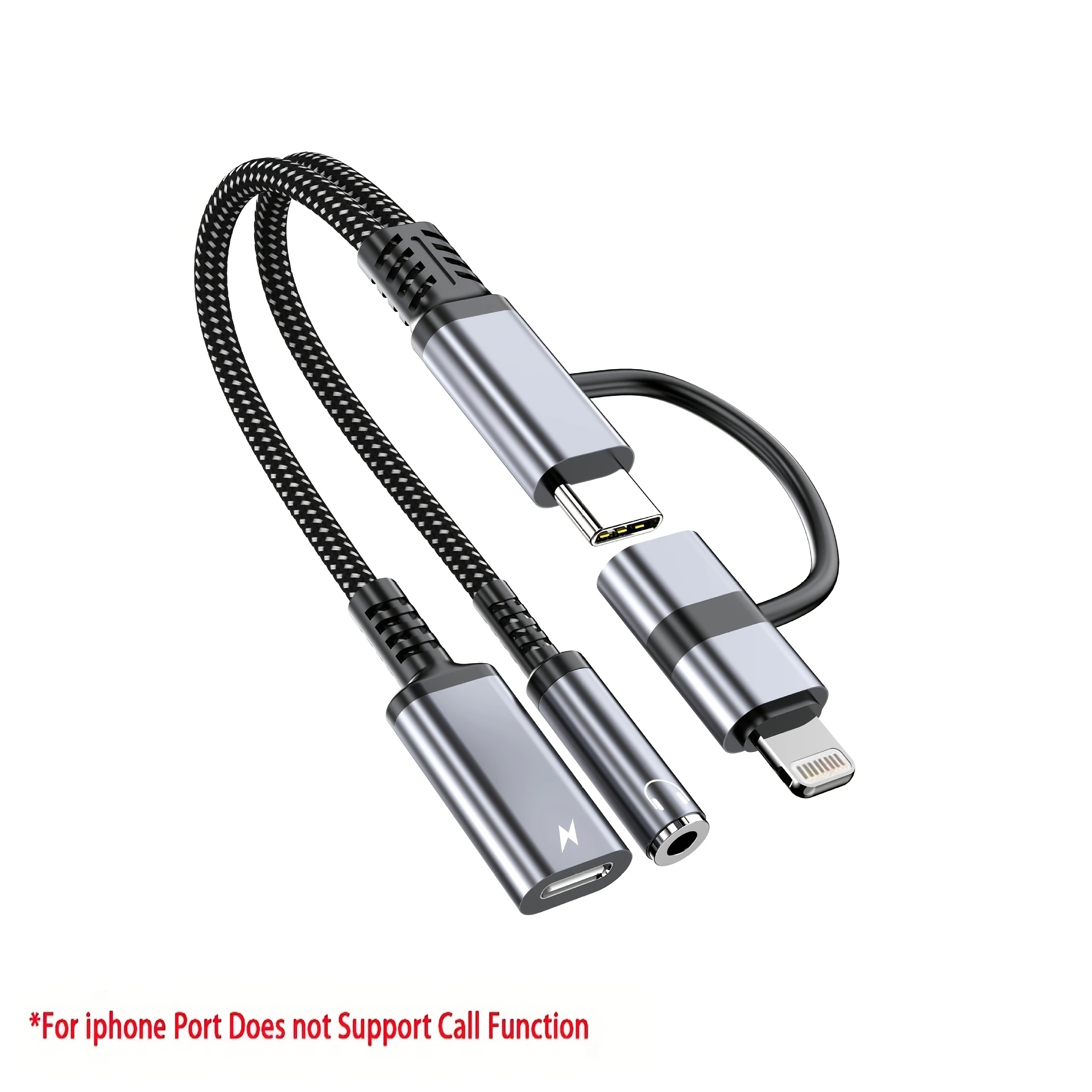 Image of 4-in-1 Adapter Cable, For Iphone/ Type-c To 3.5mm Headphone Port Charging Audio Converter For Iphone17 16 15/for , For And Other Audio Auxiliary Cable