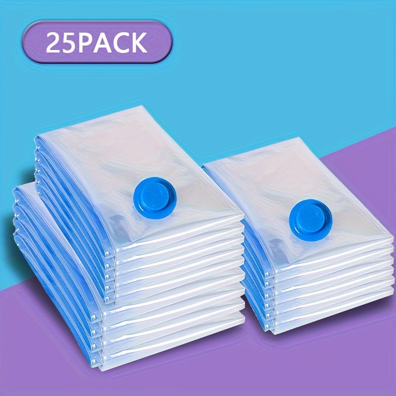 

25pcs Vacuum Storage Bag Set, Portable Plastic Travel Bag Clothes Storage Bag, For Blankets, Bedding, Clothes, Quilts, Duvets, Ideal Home Supplies, Storage Essentials