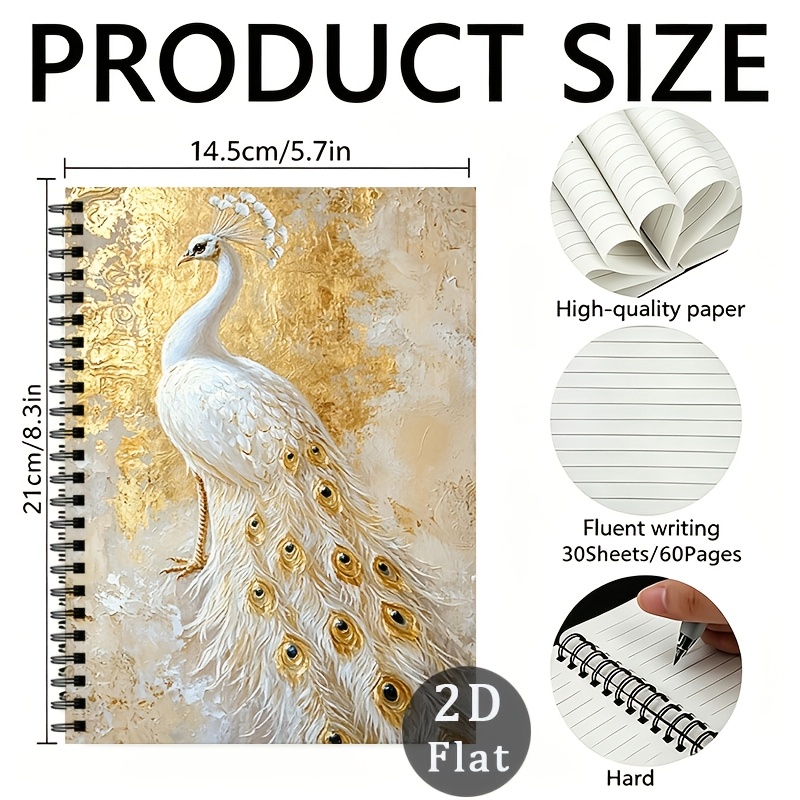 TEMU 1 2d Spiral Lined Notebook, 30 Inner Sheets, 60 Pages Total, Coil-bound Notebook, Suitable For School And Office Use, For Christmas, Back-to-,