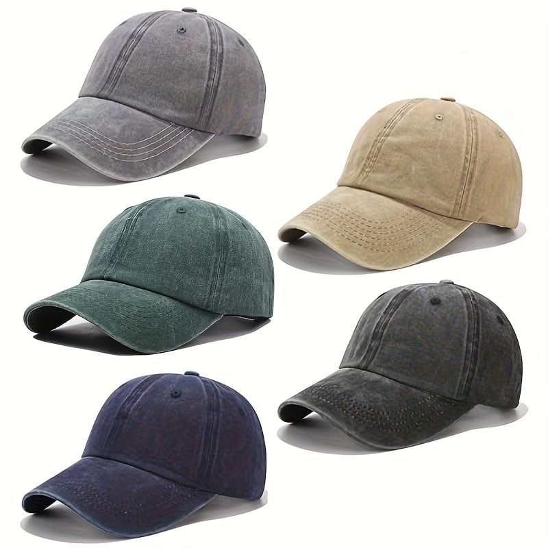 TEMU Set Of 5 Adjustable Golf Dad Hats, Original Classic Low-profile Baseball Caps Suitable For Men And Women, As Duckbill Caps