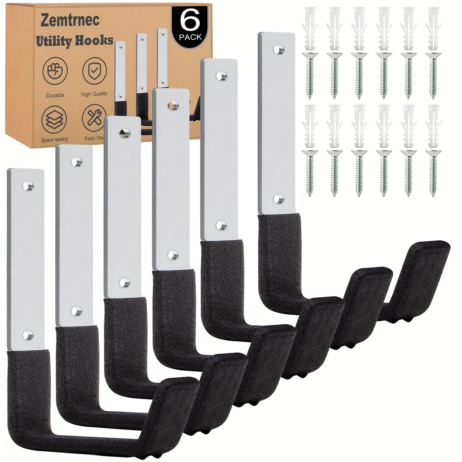 20 Pcs Heavy Duty Garage Storage Utility Hooks, 4.1Inch J Hangers Wall  Hooks for Hanging Bikes, Ladders, Cord, Hose, Garden Tools
