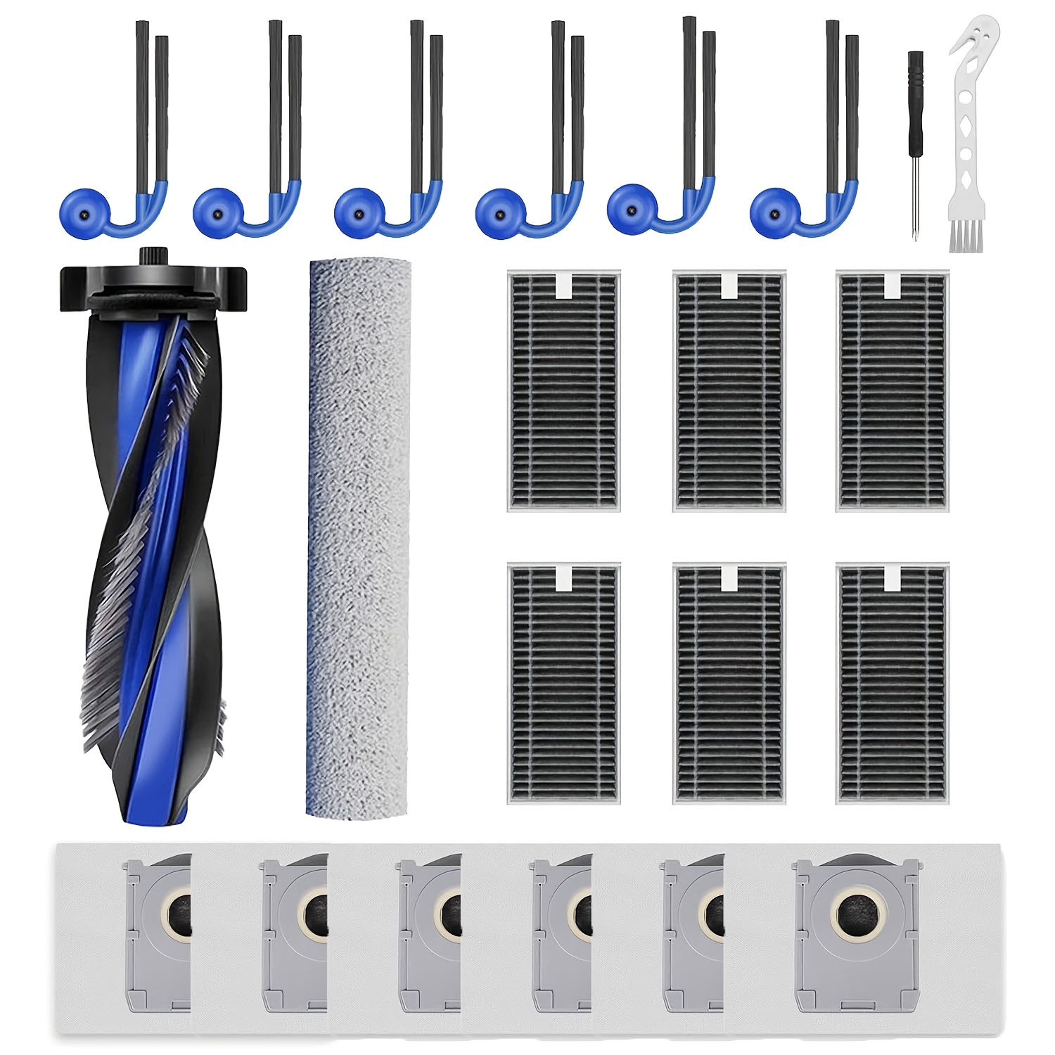 TEMU 22pcs Full Replacement Parts Compatible For T90 Omni/t90 Pro Omni Robot Vacuum & Mop System, With Main Brush, , 6 Dust Bags, 6 Filters, 6 Side