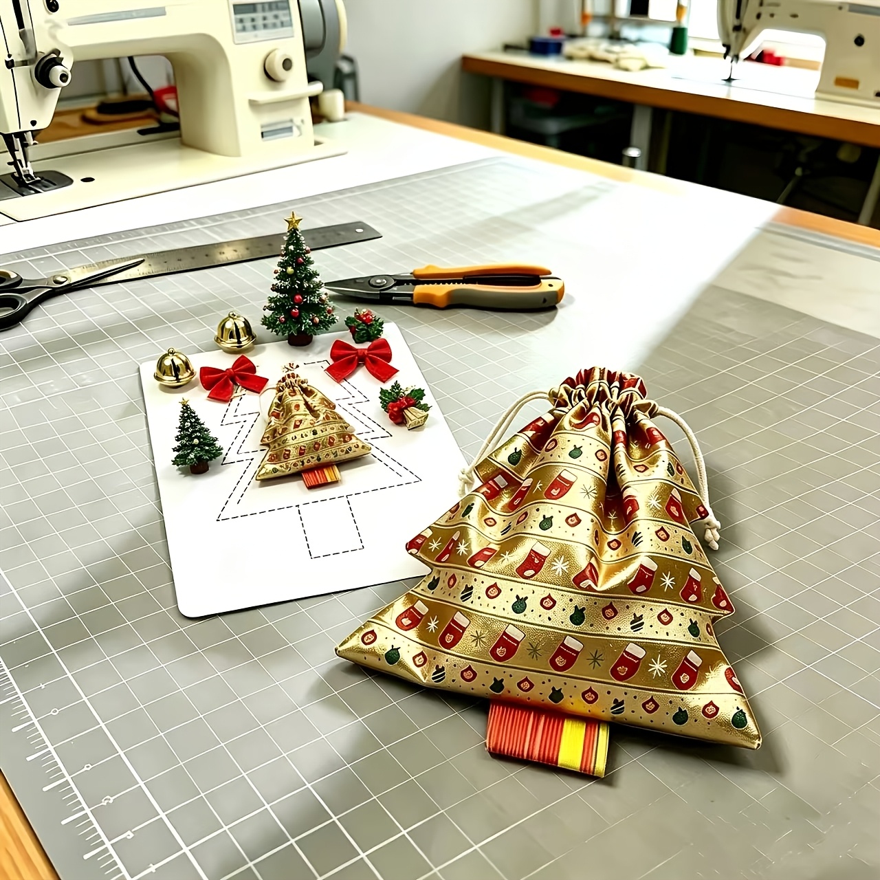 TEMU 3pcs Set Of Reusable Pet Christmas Tree Sewing Templates In 3 Sizes, Suitable For Quilting Diy Christmas Gift Bags, Craft Cutting Stencils With