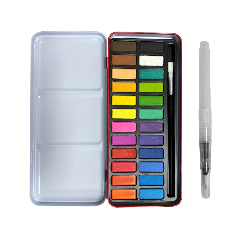 Image of 24-color Solid Watercolor Paint Set, Watercolor Paint Set, Art Watercolor Paint Set, Watercolor Paint Supplies Gift, Portable Iron Box