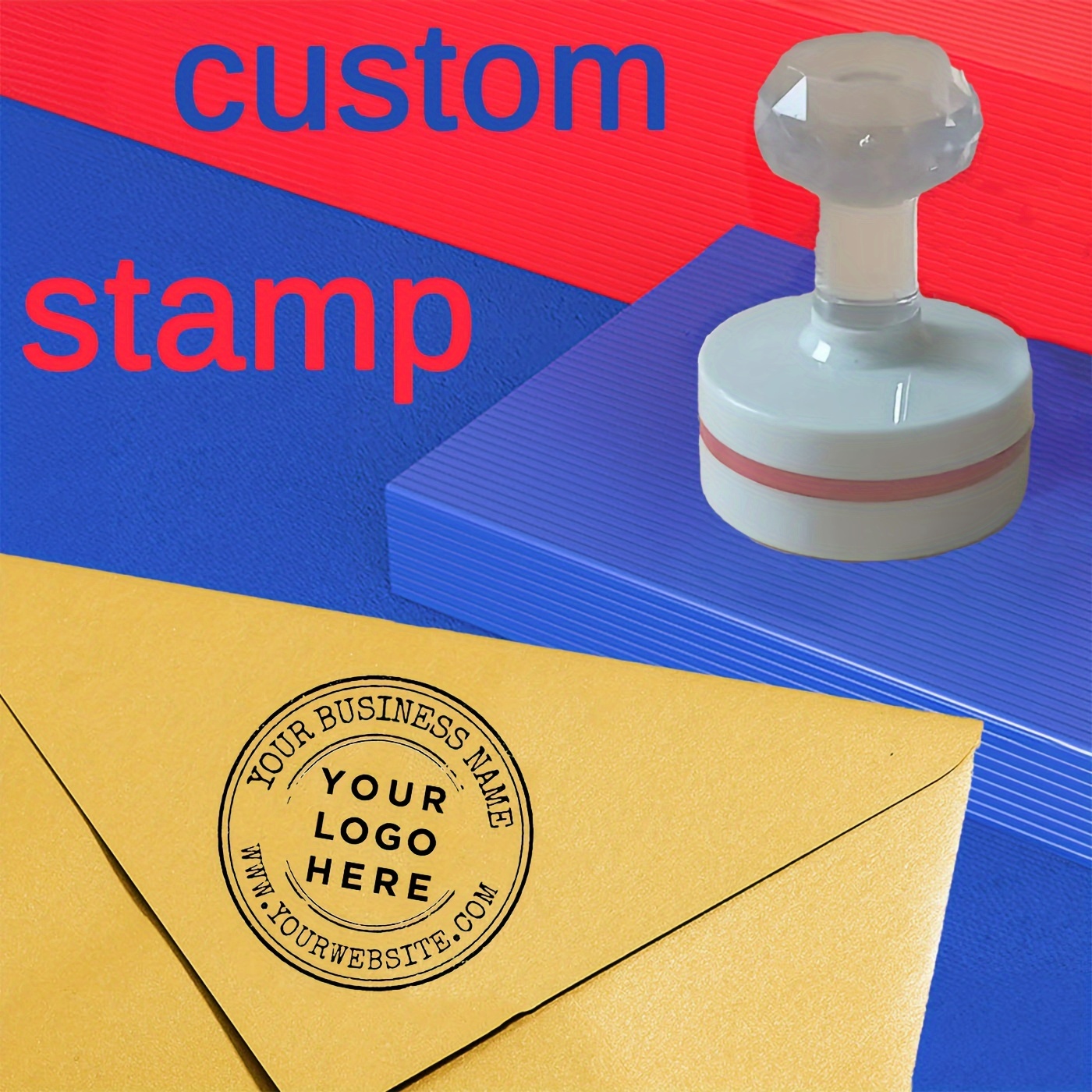 

Round Customizable Business Stamp With - Handmade Personalized Rubber Stamper For Branding And Website Address