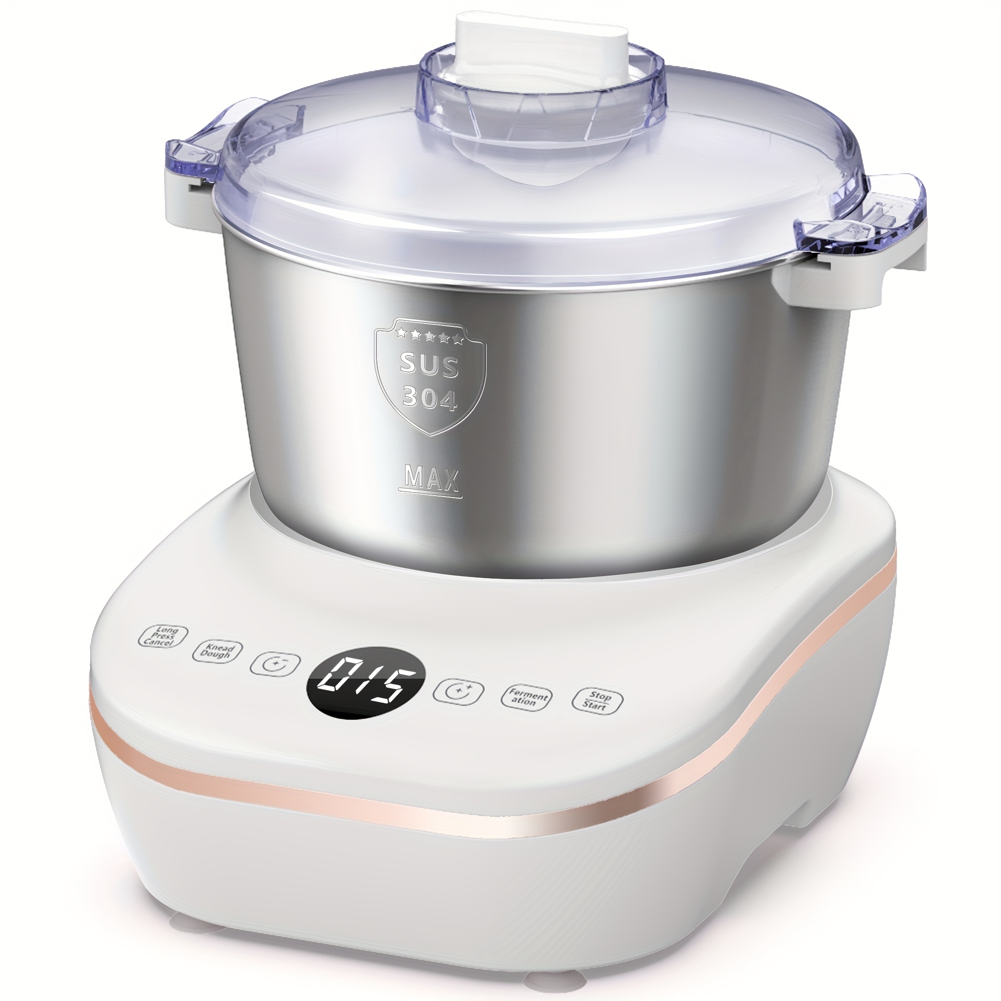 TEMU 7l(7.3qt)electric Dough Mixer With Function, Bread Maker Machine, Dough Maker Machine With 304 Stainless Steel Bowl, Microcomputer Timing,