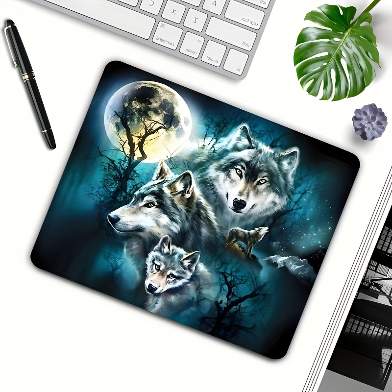 Wolf Pack Forest Moonlight Non-Slip Rubber Gaming Mouse Pad - Smooth Gliding Surface, Mystical Night Scene Design, Square Desk Mat for Office, Laptop & Desktop, Mouse Pads for Desk