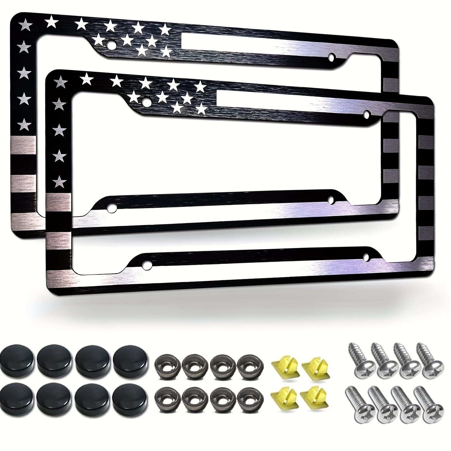 TEMU 2p Banner Aluminum License Plate Holder, Full Set Of Installation Tools And Accessories, Suitable For All Car Model Decoration