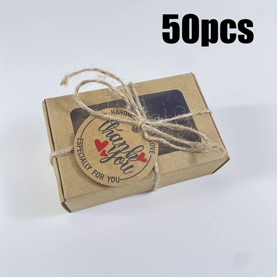 E-shop 30/50 Mini Bastelpapier-Geschenkboxen mit Geschenkanhängern, DIY Seifenboxen mit Klarsichtfenster - 3,66 x 2,36 x 1,18 Zoll, Verschiedene