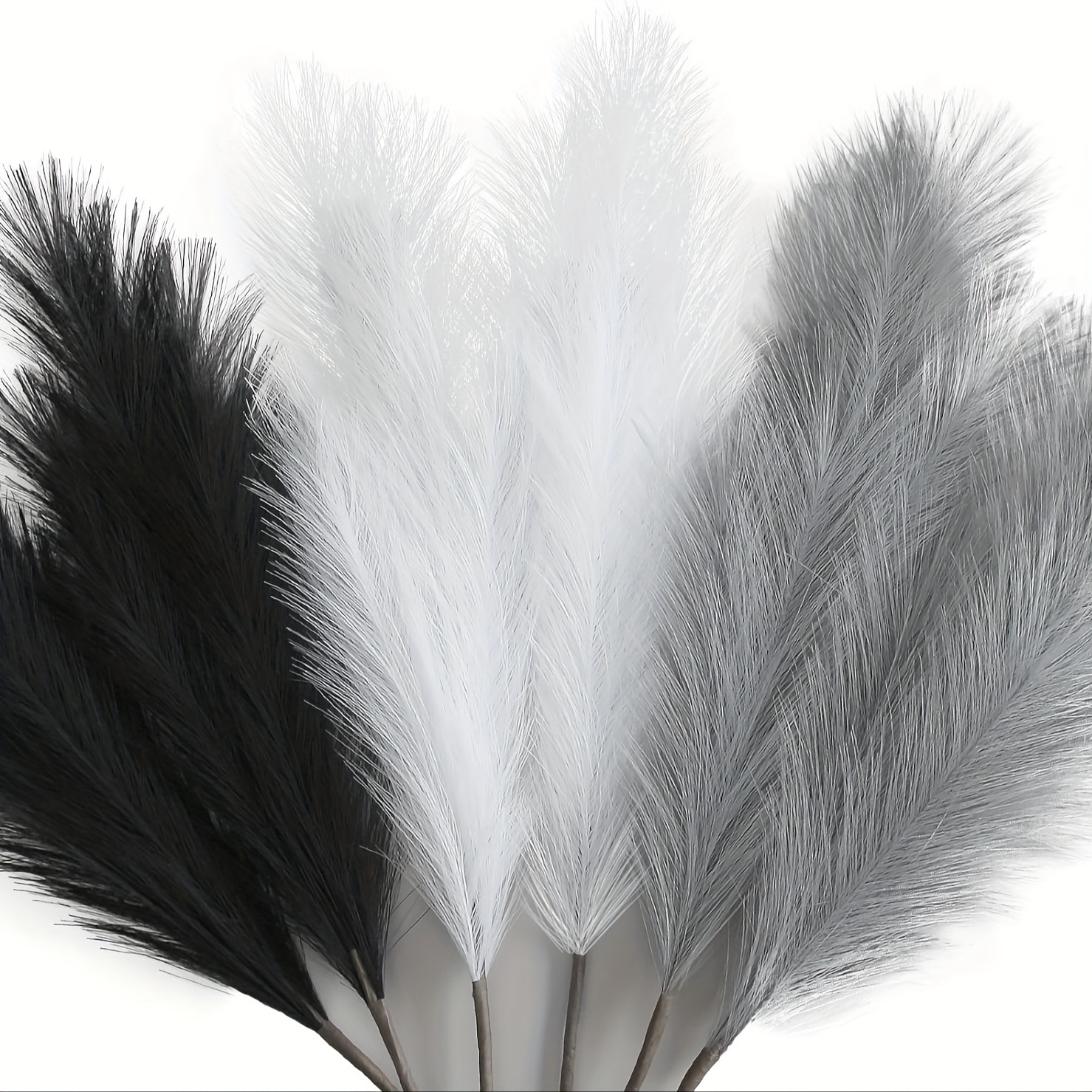 

6pcs 35”/3ft Artificial Black Pampas Grass Large High Fluffy Artificial Flowers Bohemian Decorative Bulb Reeds Vase Filler For Farmhouse Home Wedding Decor Black, White, Gray