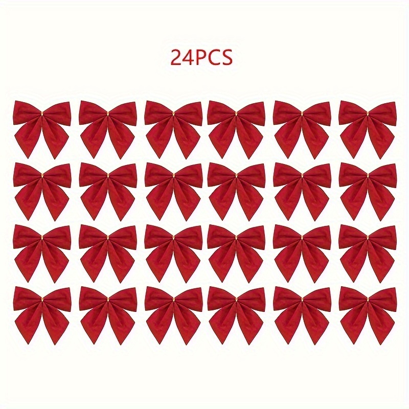 24pcs Or 48pcs Of Christmas Bow Ornaments For The , Featuring Glitter Ribbons And 2-inch Mini Sequin Bowknots For Hanging Decorations, Perfect For Festive Home Parties And Gift Wrapping