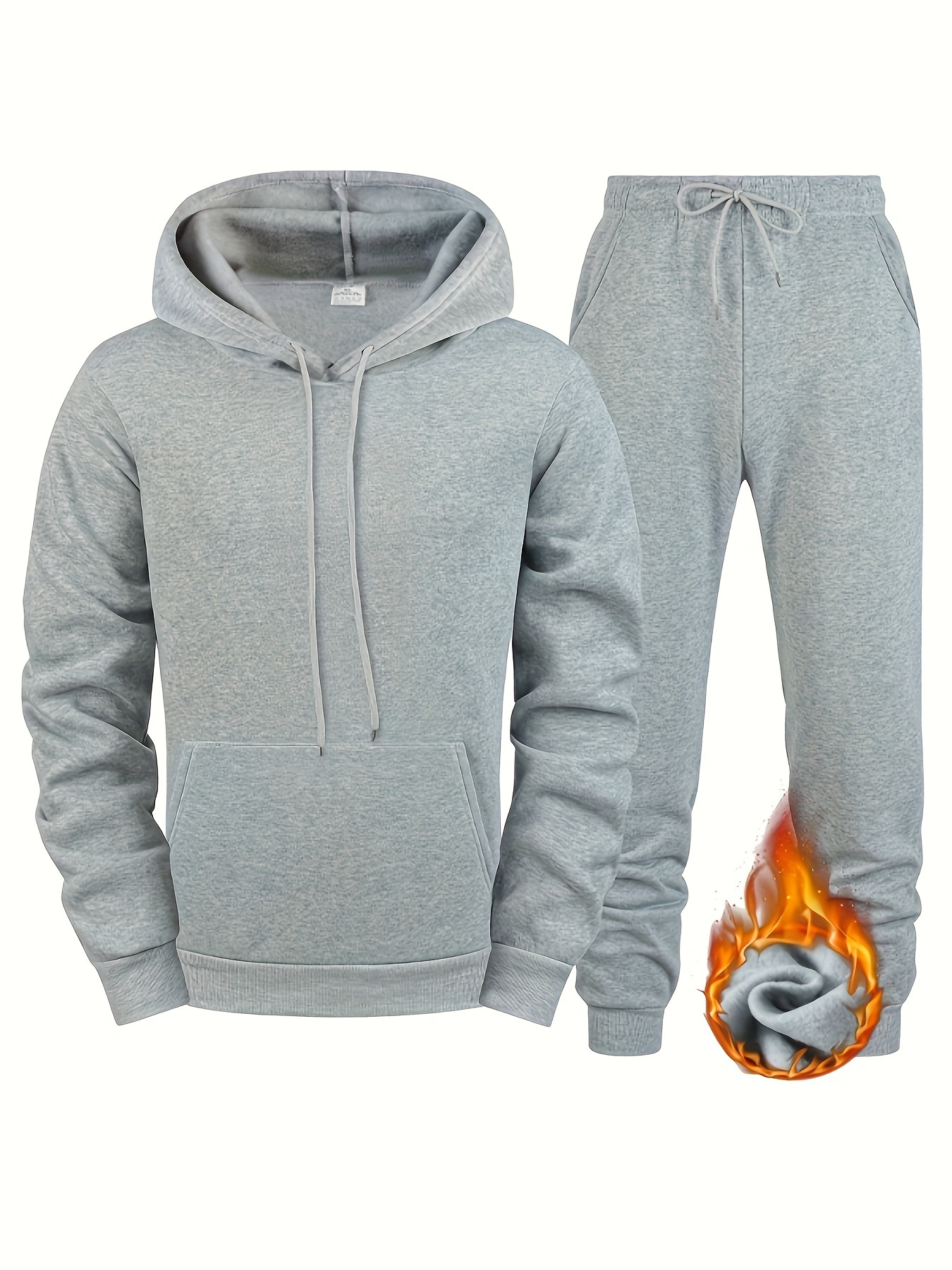 mens tracksuit mens solid color 2pcs casual loose comfy hoodie and drawstring waist sweatpants set for autumn winter