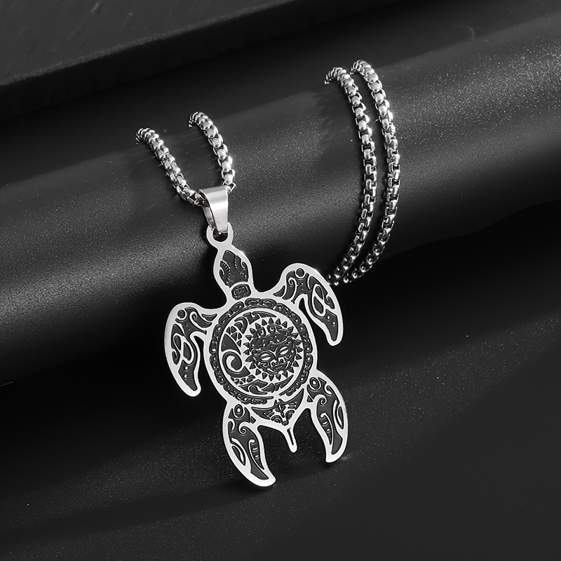 Image of Hip-hop Stainless Steel Animal Turtle Pendant Necklace, Personalized Punk Casual Jewelry Gift For Men And Women