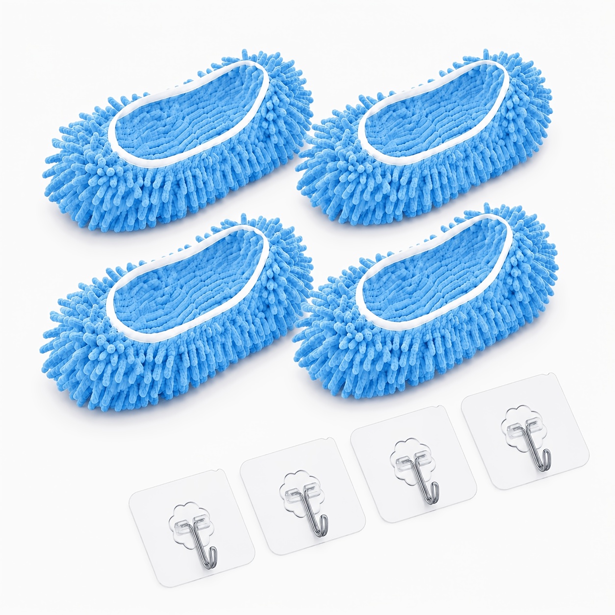 TEMU Système de protège-chaussures en chenille 8 pièces (4 protège-chaussures + 4 crochets) - Protections -poussière réutilisables en microfibre