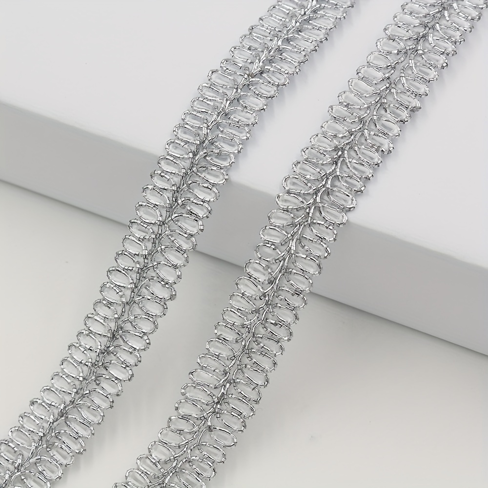 Image of 10 Meters Per Card, 1.5cm Golden And Silver Lace Herringbone Edge Webbing, Lantern Clothing Curtain Additions, Hair Additions, Toy Box Packaging Decoration