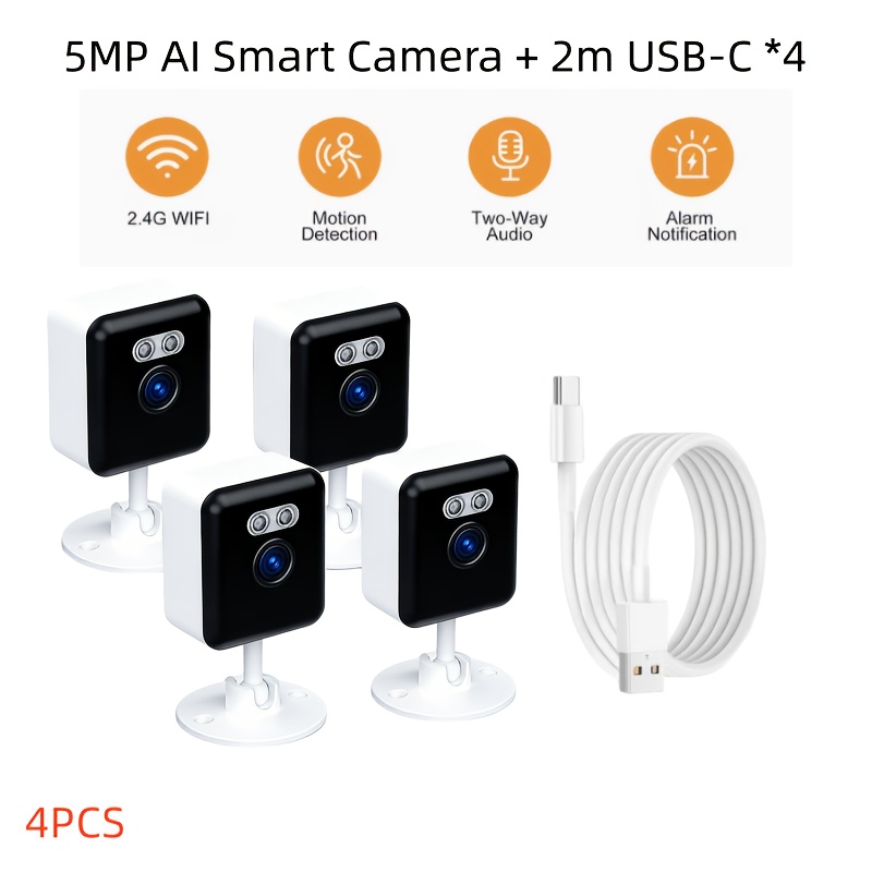 Temu – TEMU Smart Home Security Cameras, 5mp Hd Pet/baby Monitoring Cameras, 2.4ghz Wireless Wifi Indoor Cameras, Audio, Color Night Vision Human/pet