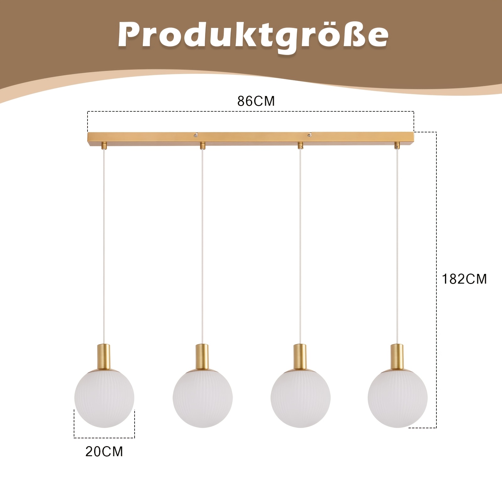 Image of Hanging Lamp Dining Table Glass Golden 4-flaming E27 Height Adjustable Modern Pendant Light For Kitchen, Dining Room, Bedroom (light Bulb Not Included)