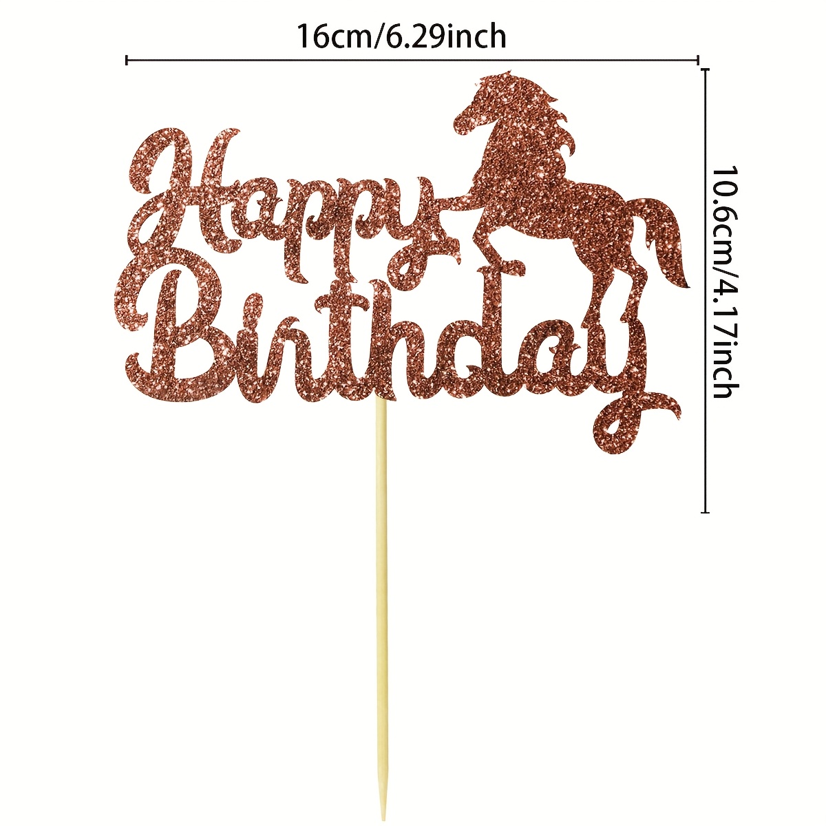 A Shiny Horse-themed Birthday Cake Topper - Horse Animal Birthday Party Cake Decoration