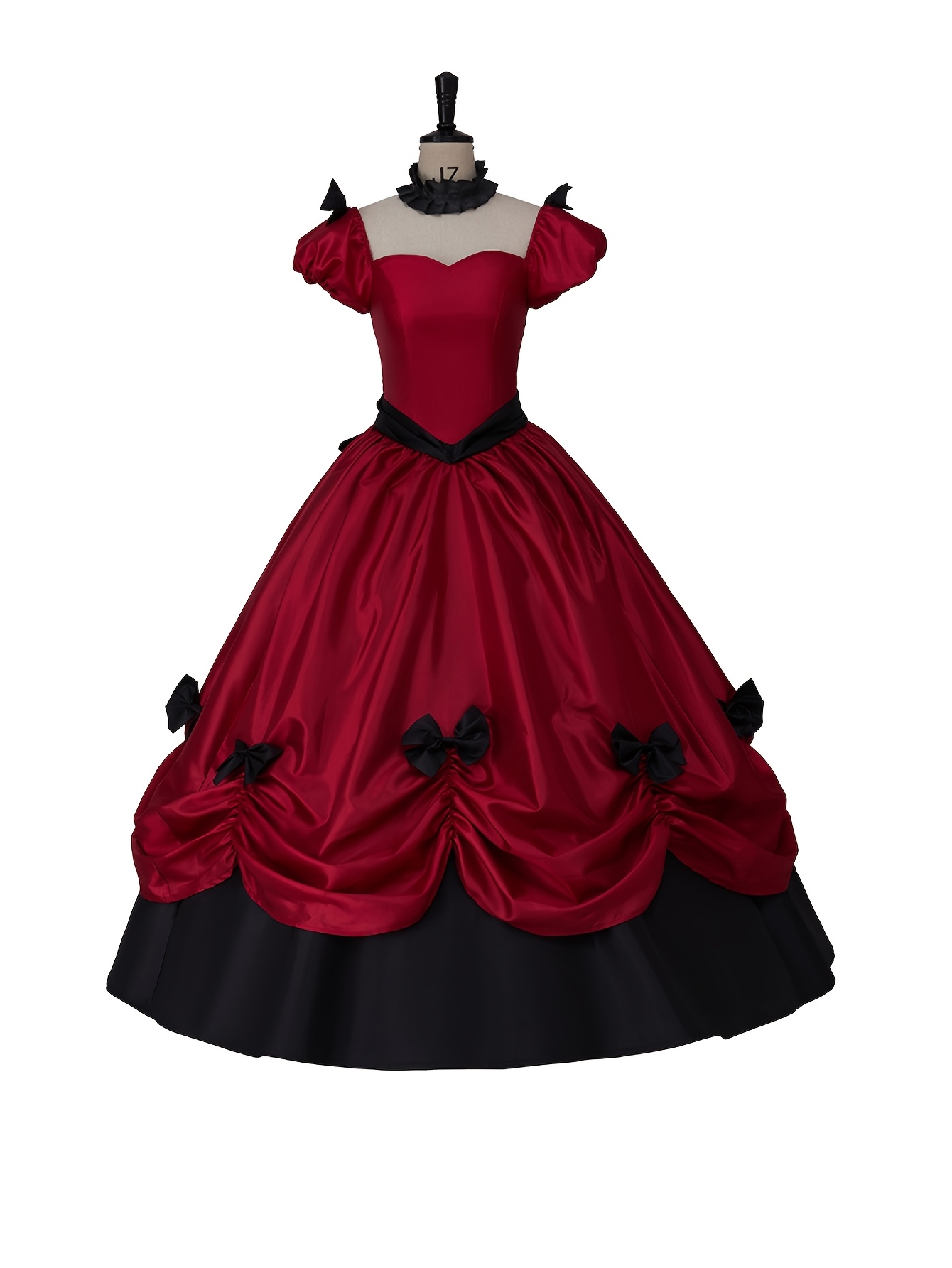 fitted lace wedding dress Wedtrend Women Black Red Bridesmaid Dress with Slit Sheath Spaghetti Straps Maxi Wedding Party Dress, Black Red / US12 main image 0